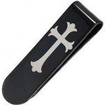 Spona na peníze Černá ocelová s křížem – Zboží Dáma