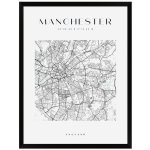 Plakát Manchester mapa města čtverec 40X50 cm + černý rám – Zboží Dáma