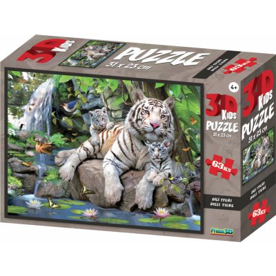 PRIME 3D PUZZLE Bílí tygři 63 ks – Zbozi.Blesk.cz