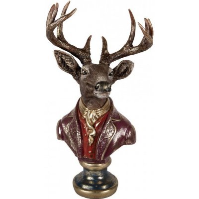 Clayre & Eef Červeno-hnědá vánoční dekorace busta jelen Deer - 10*9*19 cm – Hledejceny.cz