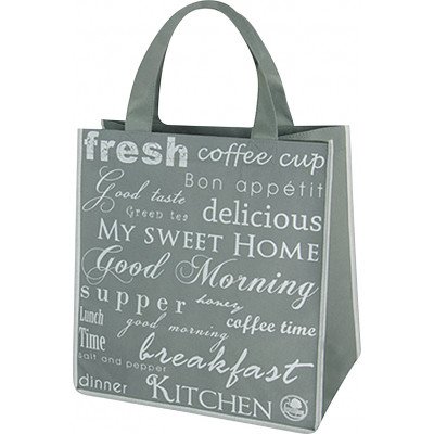 Niteola látková nákupní taška šedá s nápisy – Sleviste.cz