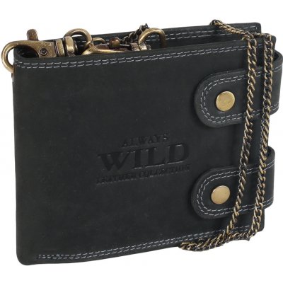 Always Wild Pánská kožená peněženka s řetízkem Sellye černá univerzální – Zboží Mobilmania
