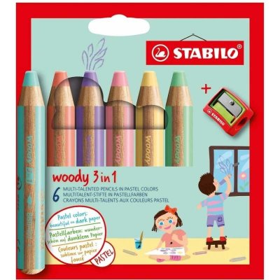STABILO Pastelko-vodovko-voskovky Woody 3 in 1 pro nejmenší 10 ks + ořezávátko – Zboží Dáma