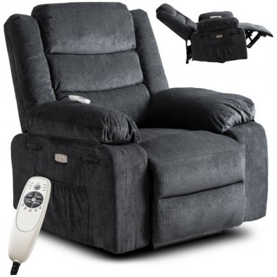 JAKS Masážní křeslo látka Jasper tmavě šedé – Zbozi.Blesk.cz