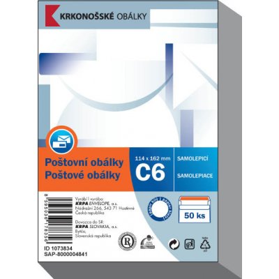 Obálky C6 samolepicí - 50 ks, 134010 – Zboží Živě