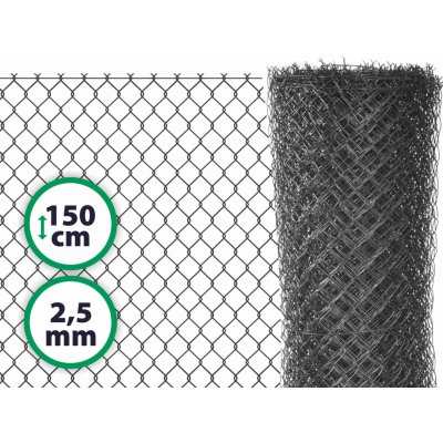 Pletivo plotové poplastované s ND - výška 150 cm, drát 2,5 m, oko 50x50 mm, antracit – Zboží Mobilmania