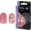 Royal Nude růžové umělé nalepovací nehty kytičky a kamínky Blushed Oval 24 ks s lepidlem 2 g