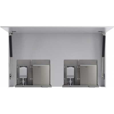 NOFER BASIC zrcadlová skříňka 1200 mm se dvěma automatickými dávkovači mýdla a se dvěmi senzorovými osoušeči rukou MUM000159