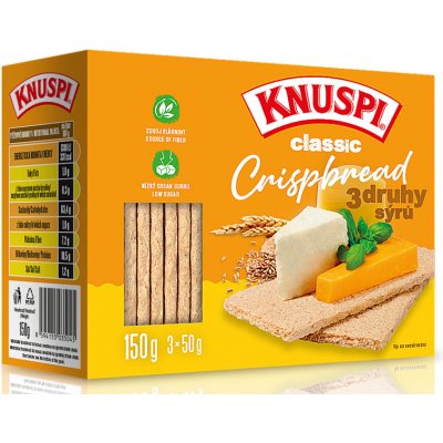 KNUSPI Crispbread 3 druhy sýra 150 g – Hledejceny.cz