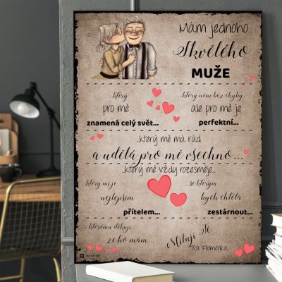 INSPIO Cedulka Dárky pro muže - Vyznání lásky od manželky - tabulka na stěnu 40x30 pro muže – Zboží Mobilmania