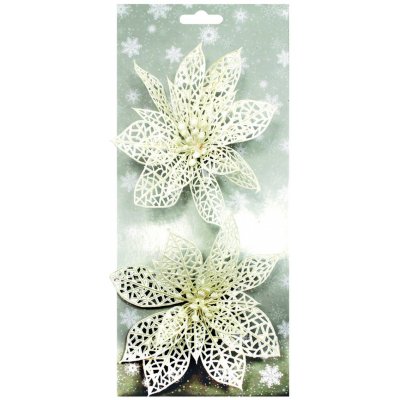 Anděl Poinsettie bílá 14 cm 2 ks na klipu – Hledejceny.cz
