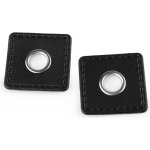 Průchodka s koženkovým čtverečkem k našití, průvlek 10 mm Varianta: 4 černá, Balení: 4 ks – Sleviste.cz