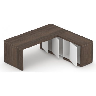 Nábytek Designový cz DLZ4 Manažerská sestava stolu s komodou SOLID Z4 jilm royal bílá – Zboží Dáma