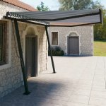 zahrada-XL Automatická zatahovací markýza se sloupky 4 x 3 m modrobílá – HobbyKompas.cz