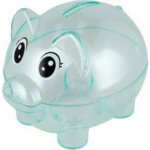 Průhledná plastová pokladnička prasátko modré, 11x9cm – Sleviste.cz