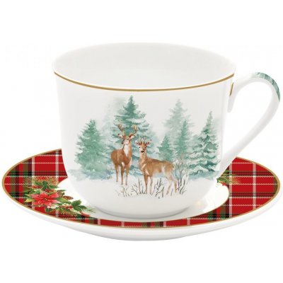 Easy Life Porcelánový hrnek s podšálkem Winter Forest zimní les 400 ml – Zbozi.Blesk.cz