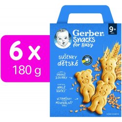 Gerber dětské sušenky 6 x 180 g