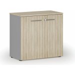 Primo Kancelářská skříň s dveřmi GRAY, 740 x 800 x 420 mm, šedá/dub přírodní – Zboží Dáma