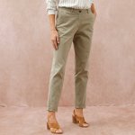 Keprové kalhoty mom s vysokým pasem khaki – Zboží Dáma