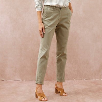 Keprové kalhoty mom s vysokým pasem khaki – Zboží Dáma