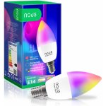 NOUS P4, smart žárovka E14 230V, WiFi, svíčka, 380lm, vícebarevná RGB, kompatibilní s Tuya 91145 – Hledejceny.cz