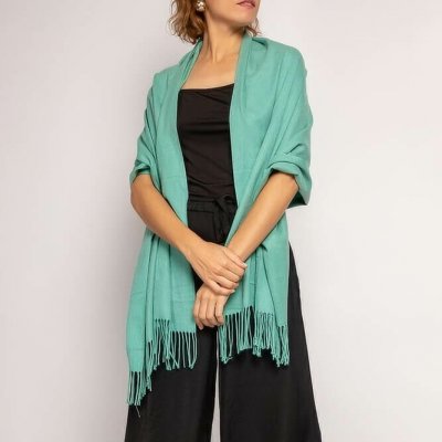 Classic Scarf tyrkysová zelená dámská kašmírová šála – Hledejceny.cz