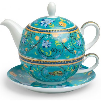 TeaLogic Clara Tea for one Fine Bone China čajová porcelánová souprava 0,25l /0,5 l tyrkysová želva