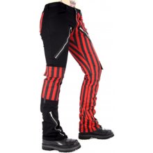 Kalhoty gothic Black Pistol Freak Pants Stripe Black/Red