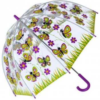 Blooming Brollies Dětský průhledný holový deštník Buggz Kids Stuff Butterfly BUBY