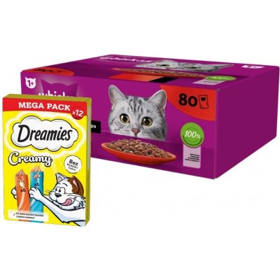 Whiskas Adult Classic Meals s hovězím kuřecím jehněčím drůbežím v omáčce 80 x 85 g – Sleviste.cz