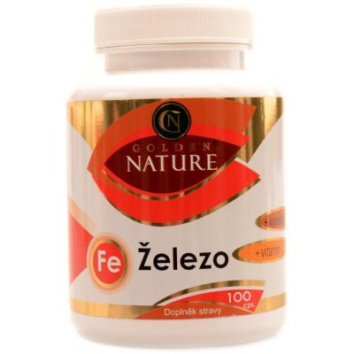 Golden Nature Železo+Vitamin C+Kys. listová 100 kapslí – Hledejceny.cz