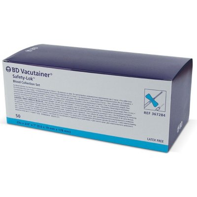 BD Vacutainer Safety-Lok odběrová kanyla s křídly 0,6 x 19 mm x 178 mm modrá 50 ks – Zboží Mobilmania