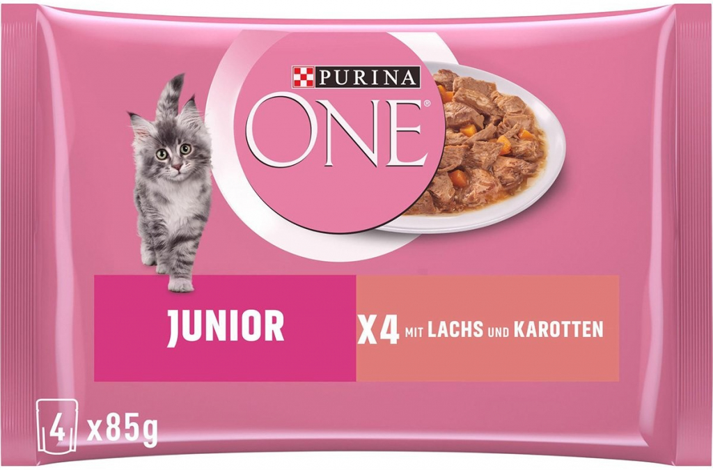 Purina One JUNIOR krmivo pro koťata s omáčkou s lososem 12 x 4 x 85 g