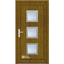 Specifikace KNIPPING Plastové vchodové dveře - 76 AD, okrasná výplň  2302/INOX, různé barvy a imitace dřeva Otevírání: pravé, Šířka průchodu:  800 mm, Barva, imitace: ořech/bílá - Heureka.cz