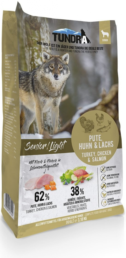 Tundra Dog Senior/Light Pute kuřecí maso a losos 3,18 kg