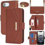 AppleKing flipové pouzdro s popruhem ve stylu psaníčka pro iPhone 16e - hnědé – Zboží Mobilmania