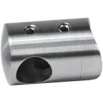 Levý konec držáku trubky/tyče z nerezové oceli ⌀12 mm s upevněním na sloupek/zábradlí ⌀42,4 mm, AISI304, abrazivní – Zboží Mobilmania