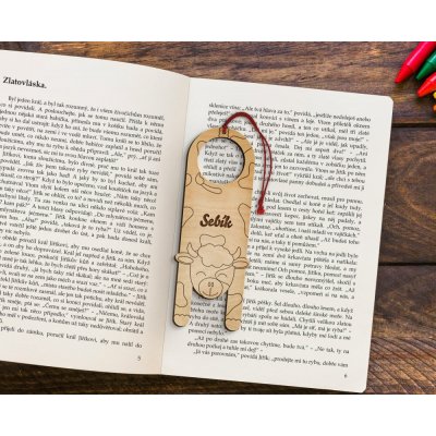 Dřevia Dětská dřevěná záložka do knihy - Zvířátka, se jménem Zvířátko: Ovečka – Hledejceny.cz