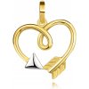 Přívěsky Šperky Eshop Přívěsek ze zlata obrys srdce se smyčkou, Amorův šíp S5GG255.77