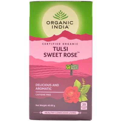 Organic India Tulsi Sladká růže Tea Bio 25 Sáčků