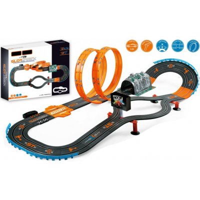 Mamido Autodráha Slot Track 1:43 pro dva 516 cm oranžová Tunel – Sleviste.cz