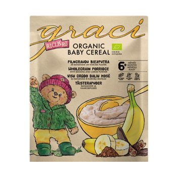 Graci BIO Baby ovesná kaše banán carob 140 g
