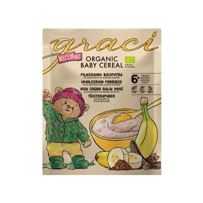 Graci BIO Baby ovesná kaše banán carob 140 g