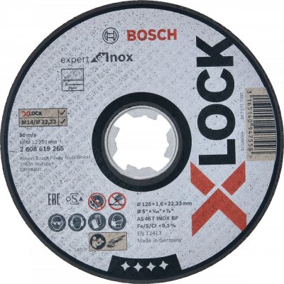 Bosch Ploché řezné kotouče Expert for Inox systému X-LOCK, 115×1,6×22,23 AS 46 T INOX BF, 115 mm, 1,6 mm 2608619260 – Zboží Mobilmania