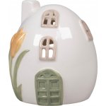 Det Gamle Apotek Keramický svícen Happy Easter Egg Yellow Tulip, bílá barva, keramika – Sleviste.cz