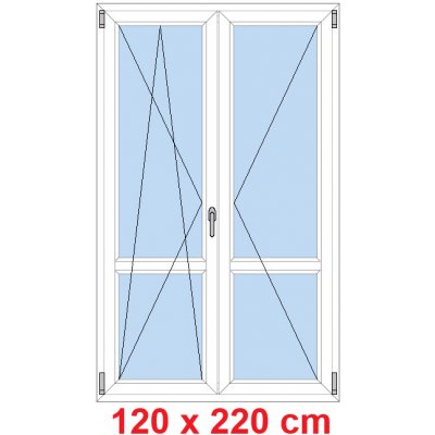 Soft Dvoukřídlé balkonové dveře s příčkou otevíravé a sklopné Černá krupička/Černá krupička 120 x 220 cm – Hledejceny.cz