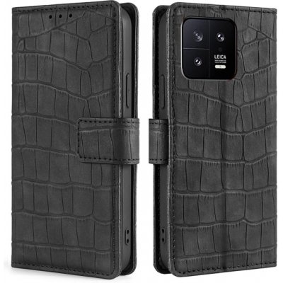 For Xiaomi 13 Skin Feel Crocodile Magnetic Clasp Leather Phone Case(Black)