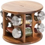 Homla Sada kořenek MOOKA na akáciovém stojanu 8 sklenic 15 x 19 cm – Zboží Mobilmania