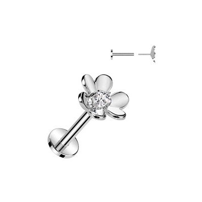 Šperky4U piercing do brady kytička PUSH IN labreta LB1123