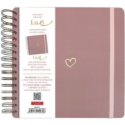 Scrapbook LUXI 210x210mm, 240g/20listů, lamino, Starorůžová – Zboží Dáma